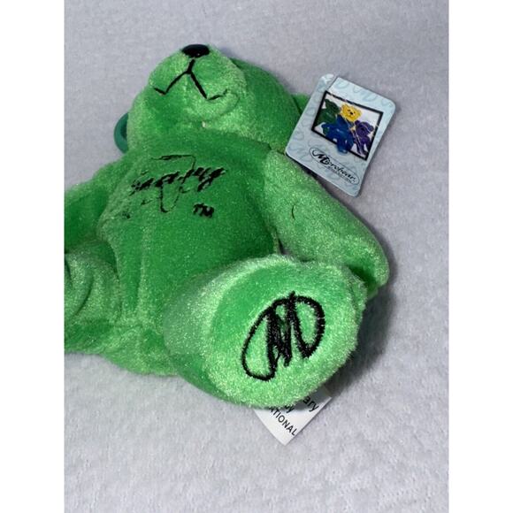 Microbear Teddy Bear Tooth Beary Green Plush Stuffed Animal Pouch w/ Clip Hanger - Picture 7 of 10